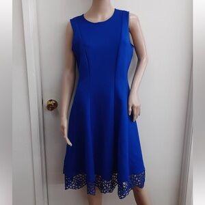 Donn Rocco Blue fit and flare dress